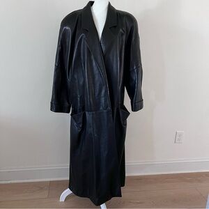 Maxima Vintage Genuine Leather Maxi Length Trench Coat |Size Large|